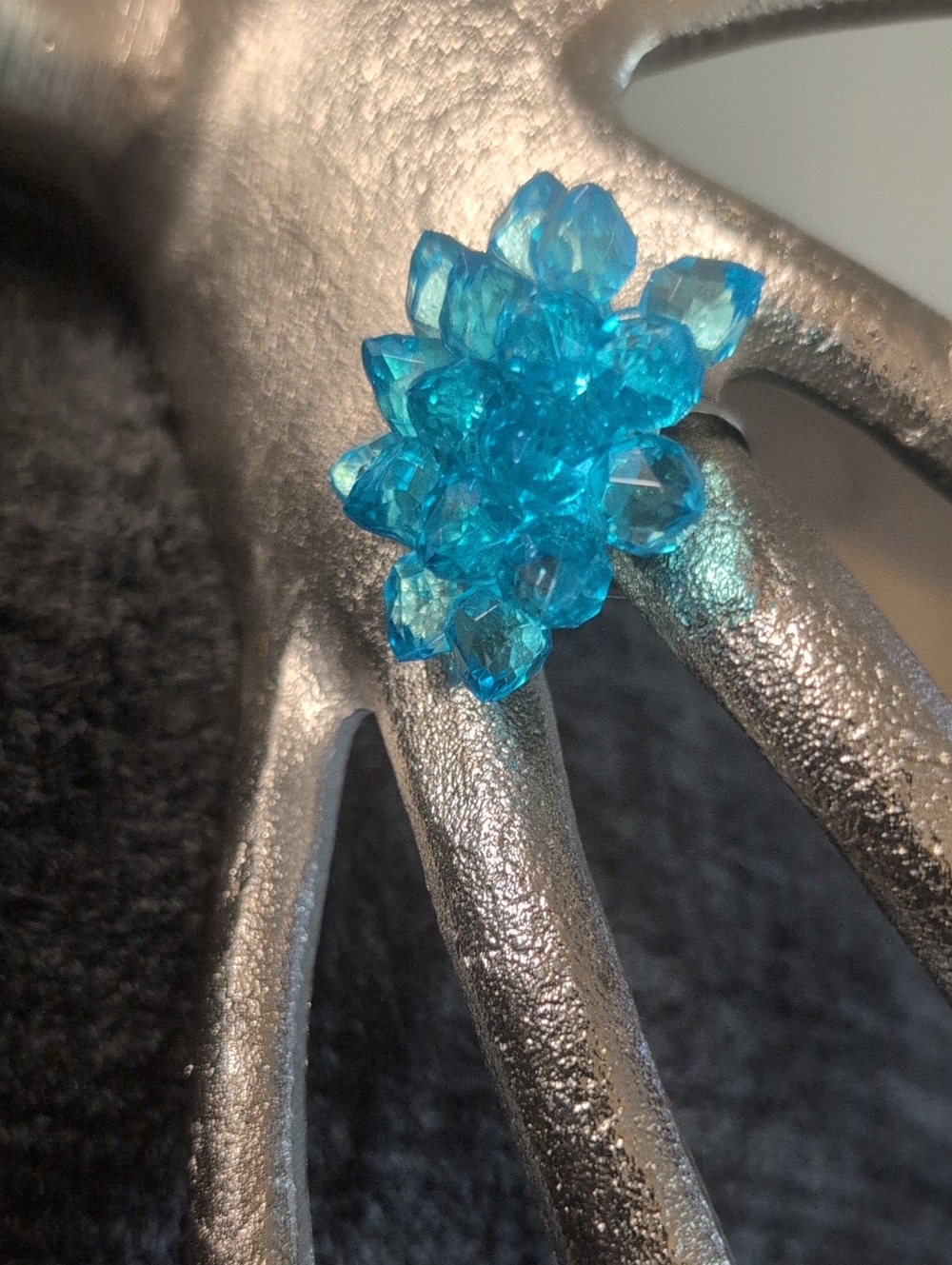 VTG Blue Crystal Flower Ajustable Ring